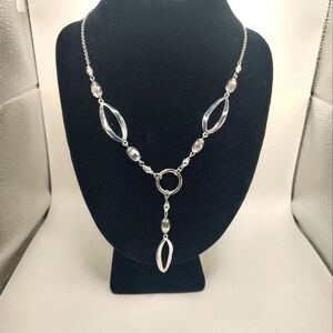 Lia Sophia Escapade Necklace Y-Drop Silver Tone Chain Glass Beads Jewelr…